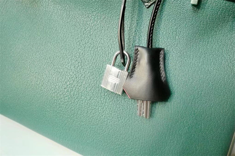 Side view of clean-lined structured handbag