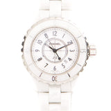 Front view of Chanel unisex white watch