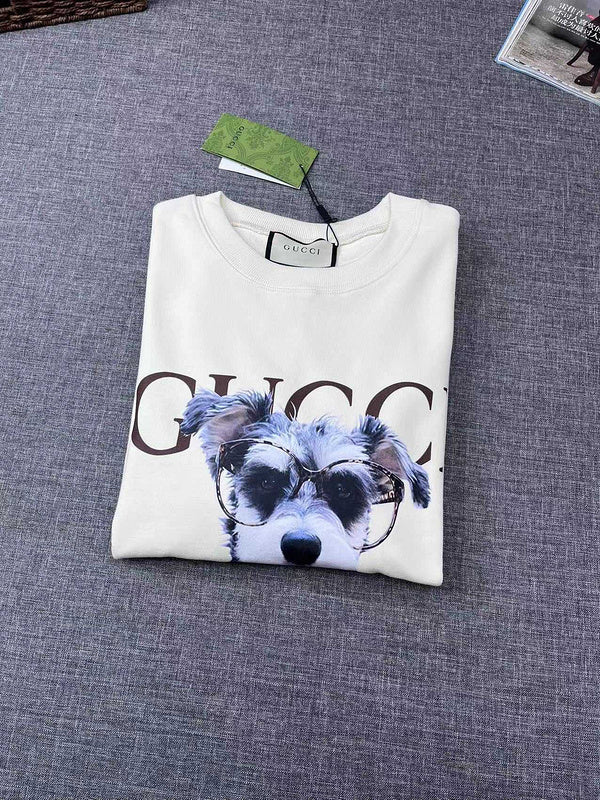 Back view of Gucci luxury clothing with signature branding