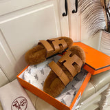 Hermès Chocolate Brown Block Heel Sandals - Back View
