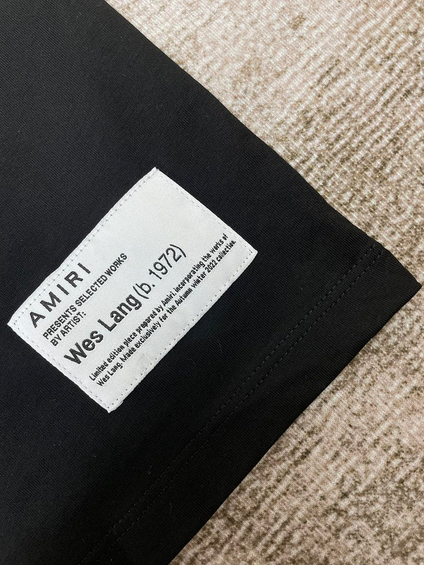 Close-up of Amiri t-shirt craftsmanship
