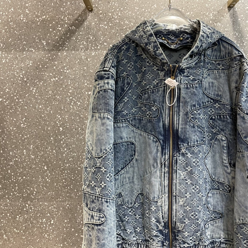 Back view of Louis Vuitton luxury clothing with monogram-inspired silhouette