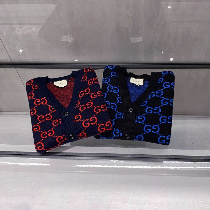 Full styled look of Gucci luxury clothing with label-forward styling