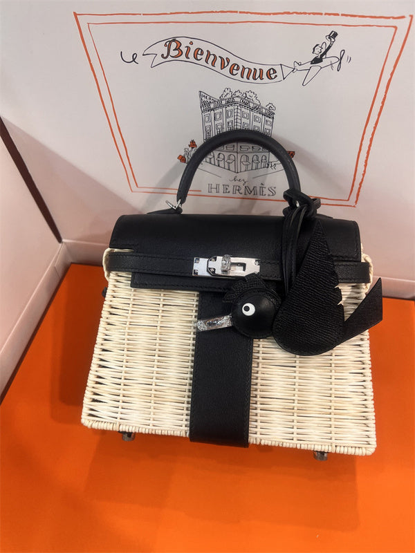 Side view of sleek structured handbag