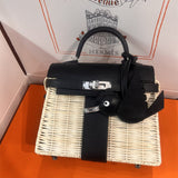 Side view of sleek structured handbag