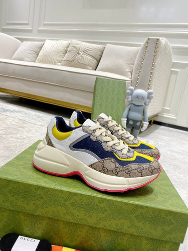 Gucci Luxury sneakers in tonal black premium leather build front view