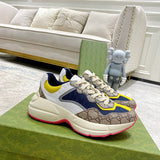 Gucci Luxury sneakers in tonal black premium leather build front view