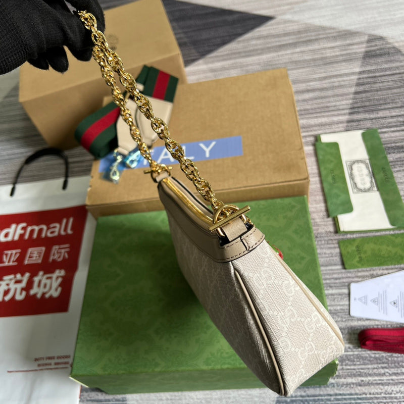 Side view of contemporary structured handbag