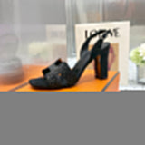 Hermès Grey Block Heel Sandals - Lifestyle Styling Shot