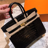 Side view of structured structured handbag