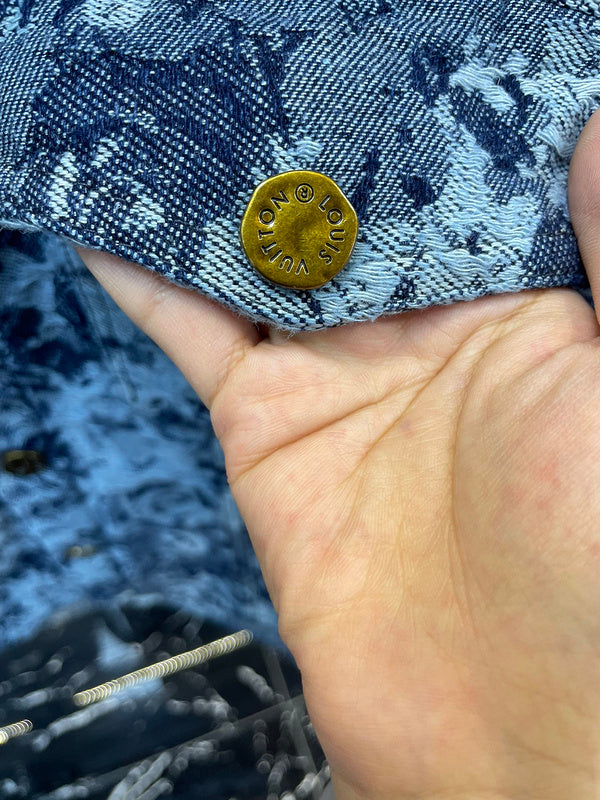 Front view of Louis Vuitton luxury clothing with logo-detail design