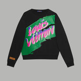 Back view of Louis Vuitton luxury clothing with signature branding