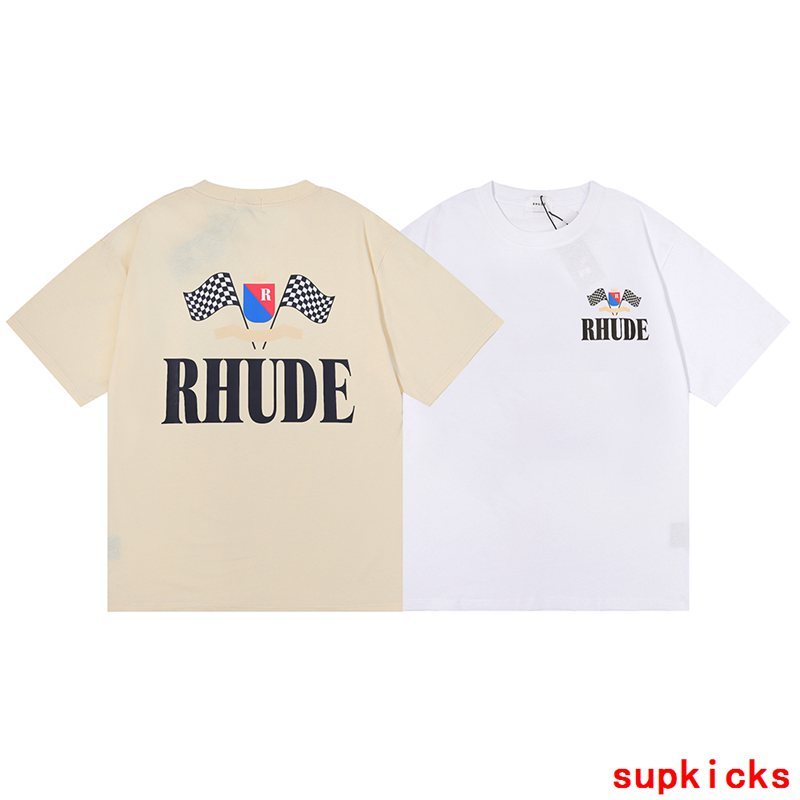 Back view of Rhude luxury clothing with everyday silhouette