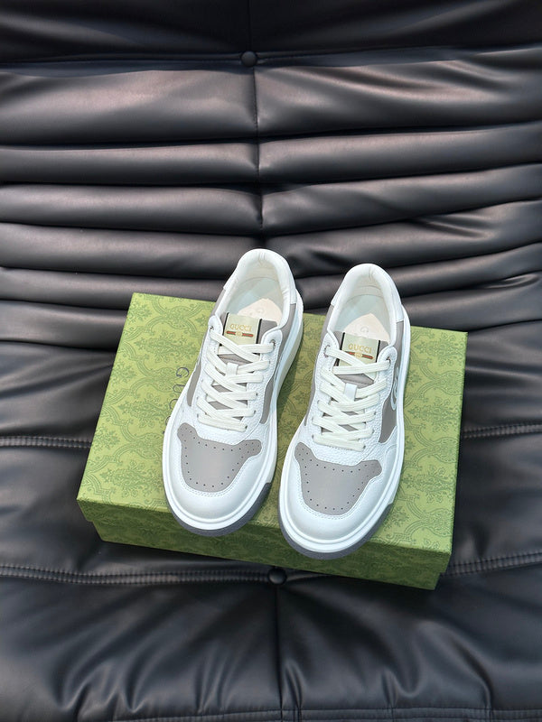 Side profile of Gucci bold contrast sneakers sleek tonal finish