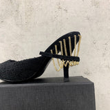 Close-up of Saint Laurent shoes craftsmanship