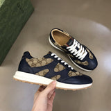 Gucci Luxury sneakers in tonal black premium leather build front view