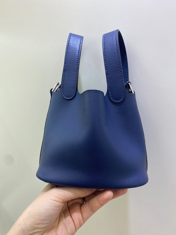 Understated bag shown from front angle