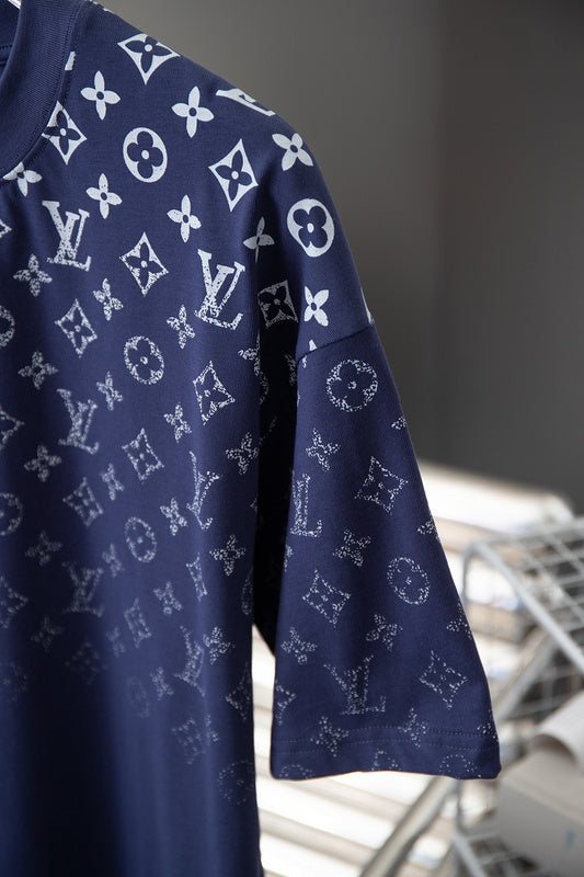 Full styled look of Louis Vuitton cotton t-shirt with signature branding