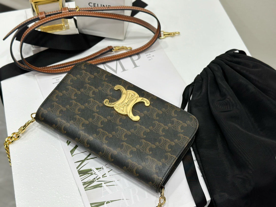 Celine Multipochette In Triomphe Canvas Bag detail shot – designer craftsmanship and quality