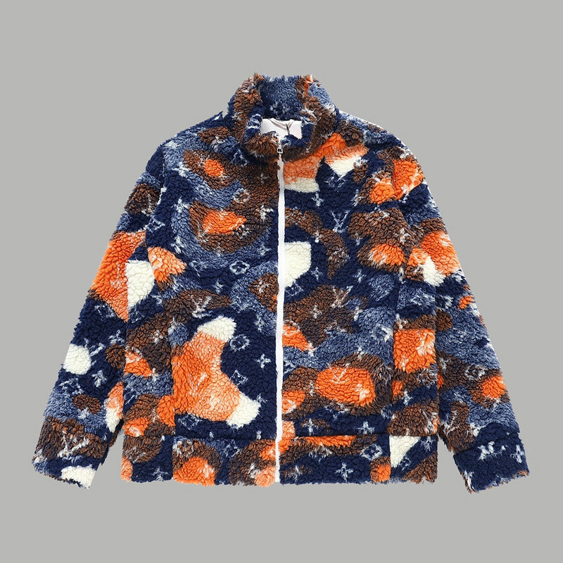 Front view of Louis Vuitton luxury clothing with monogram-inspired silhouette