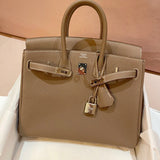 Side view of elegant structured handbag