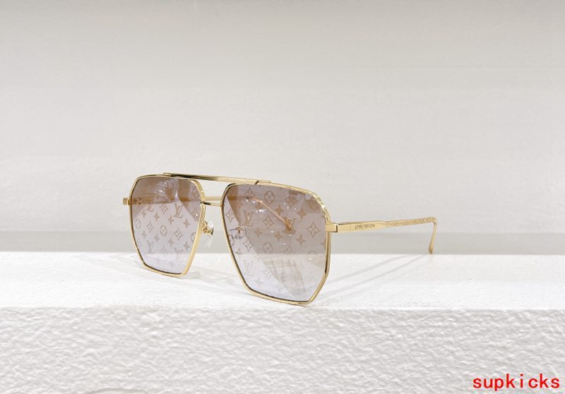 Close-up detail view of Louis Vuitton unisex sunglasses