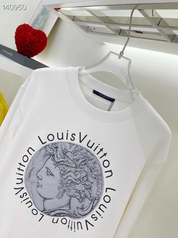 Side profile of Louis Vuitton luxury clothing with runway-inspired design