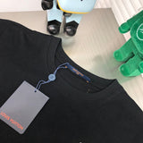 Close-up detail shot of Louis Vuitton cotton t-shirt with monogram-inspired silhouette