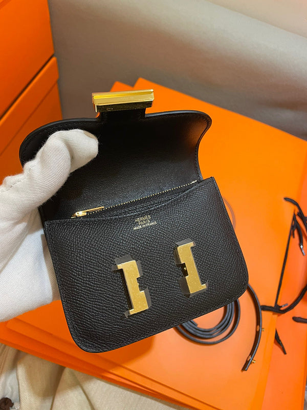 Side view of structured structured handbag