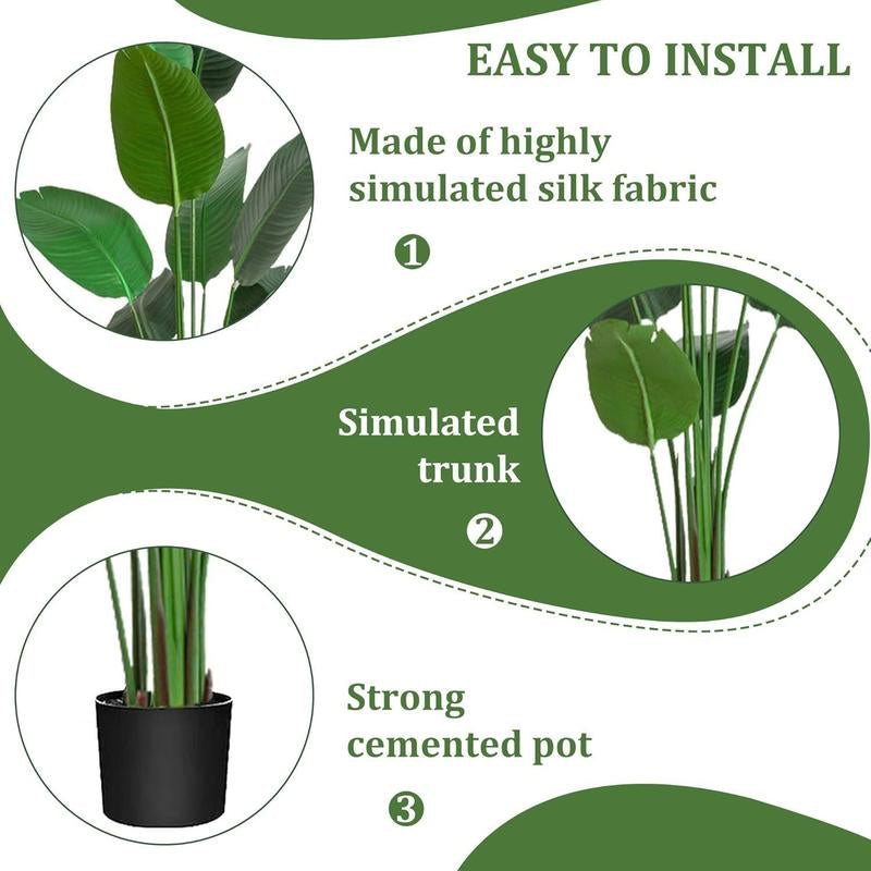 DLDA 5 Ft Bird of Paradise Artificial Plant 60 Inch UV Resistant Lifelike Fake Plant in Black Planter