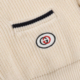 Front view of Gucci luxury clothing with logo-detail design