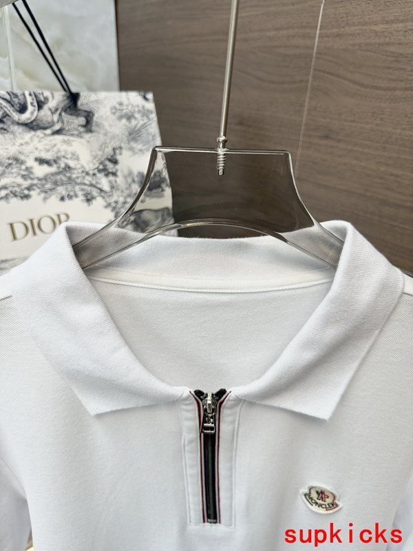 Side profile of Moncler luxury clothing with signature branding