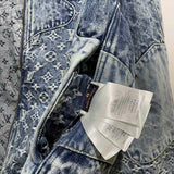 Back view of Louis Vuitton luxury clothing with signature branding