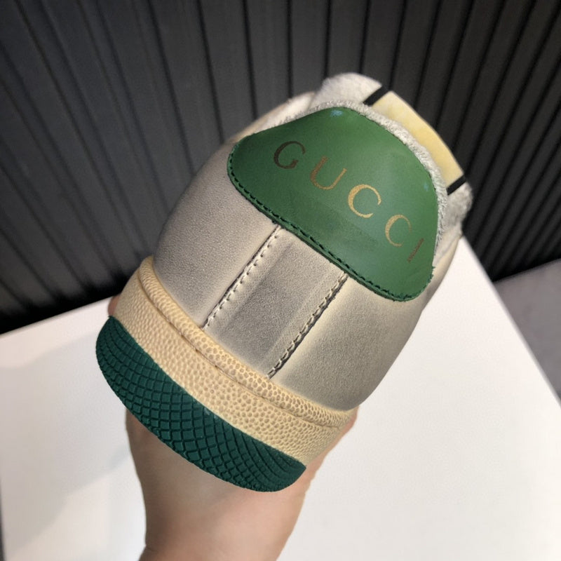 Side profile of Gucci clean off-white sneakers premium leather build