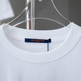 Close-up detail shot of Louis Vuitton cotton t-shirt with monogram-inspired silhouette
