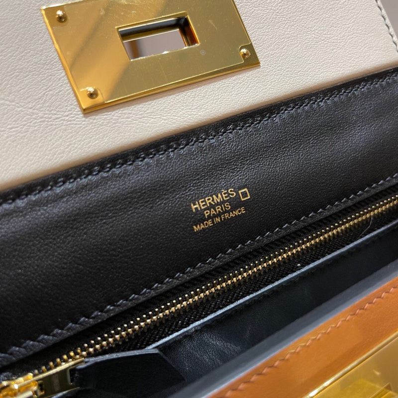 Side view of effortless structured handbag