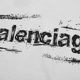 Close-up of Balenciaga t-shirt craftsmanship