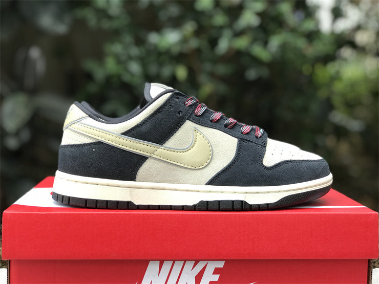Side profile of Nike stone beige sneakers classic court silhouette