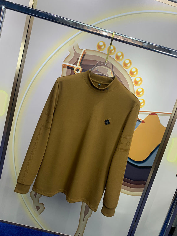 Side profile of Louis Vuitton luxury clothing with monogram-inspired silhouette