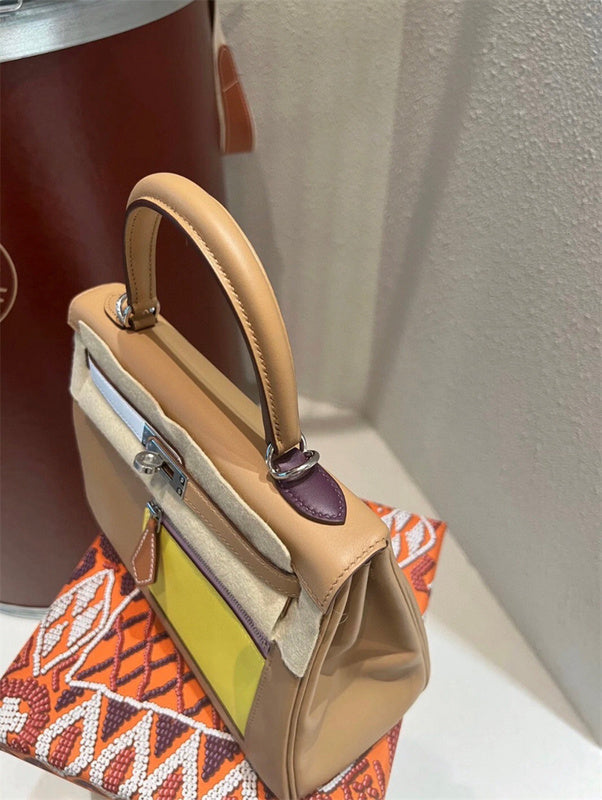 Side view of balanced structured handbag