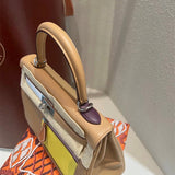 Side view of balanced structured handbag