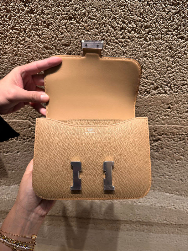 Side view of refined structured handbag