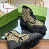 Side profile of Gucci all-black sneakers retro runner design