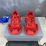 Balenciaga Red High-Top Sneakers - Side Profile View