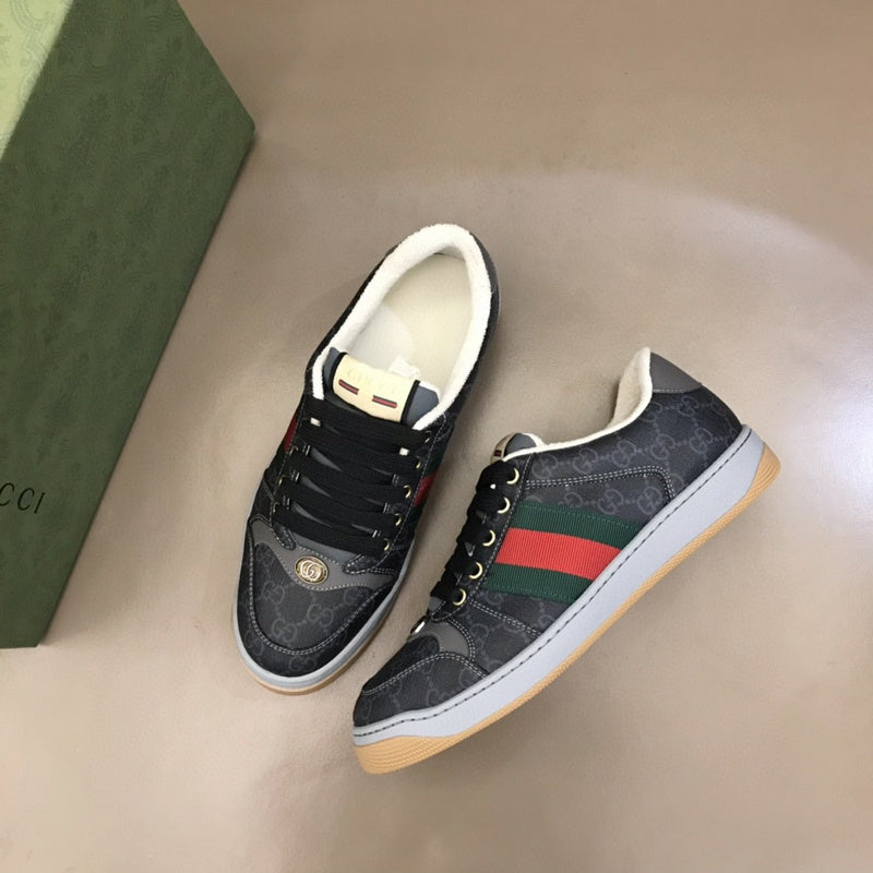 Gucci crisp white luxury sneakers view 9 retro runner design