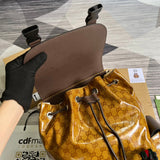 Side profile of signature polished women's handbag – women's premium purse
