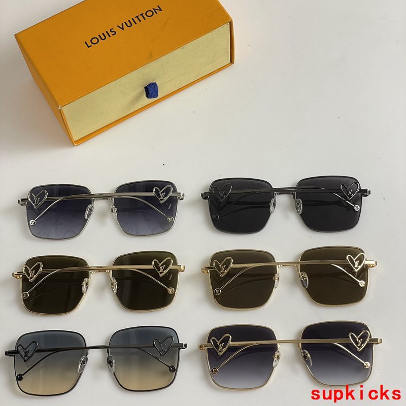 Close-up detail view of Louis Vuitton unisex sunglasses