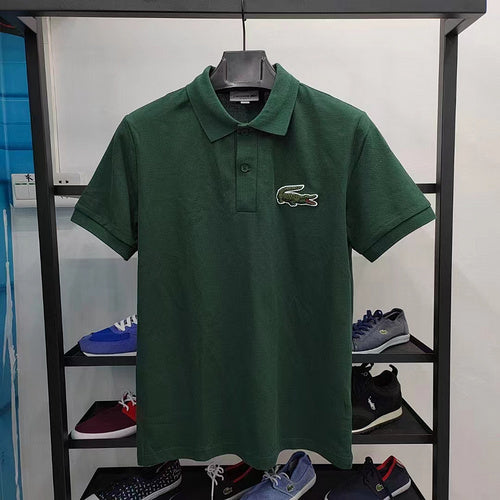 Front view of Lacoste luxury clothing with signature branding