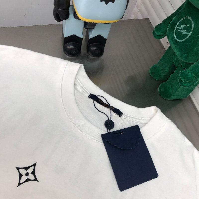 Close-up detail shot of Louis Vuitton cotton t-shirt with relaxed-fit cut