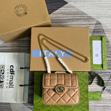 Front view of classic polished women's handbag – women's designer-style accessory